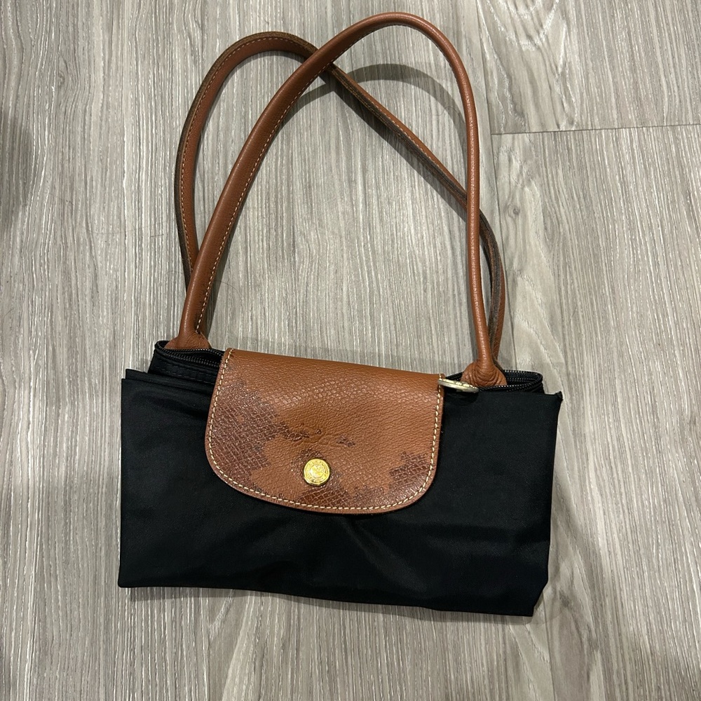 Longchamp Black Bag - Brown Leather